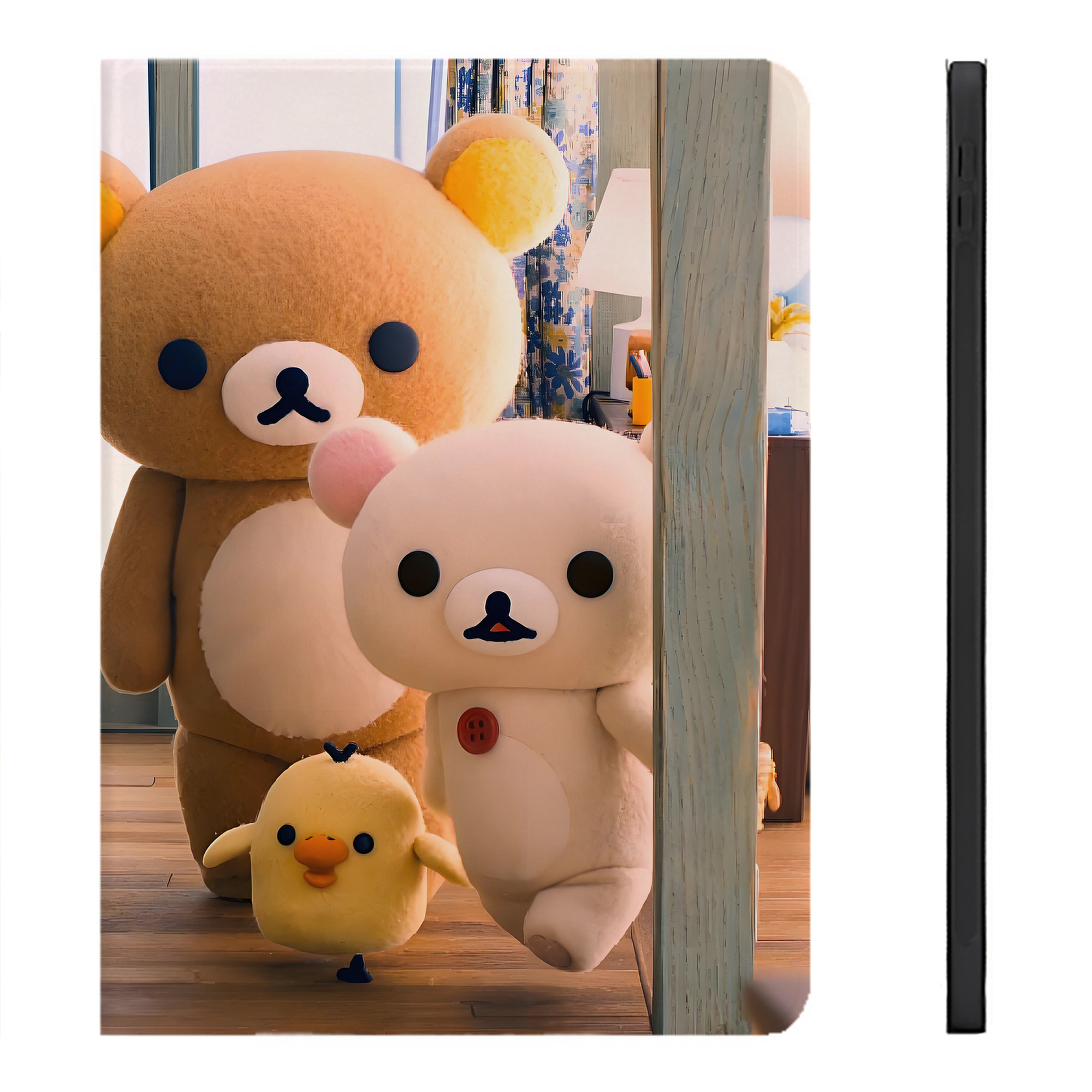 （画像用） リラックマ リラックマ キイロイトリ Rilakkuma Korilakkuma Kiiroitori IPadケース ペンホルダー付き ブックスタイルデザイン
